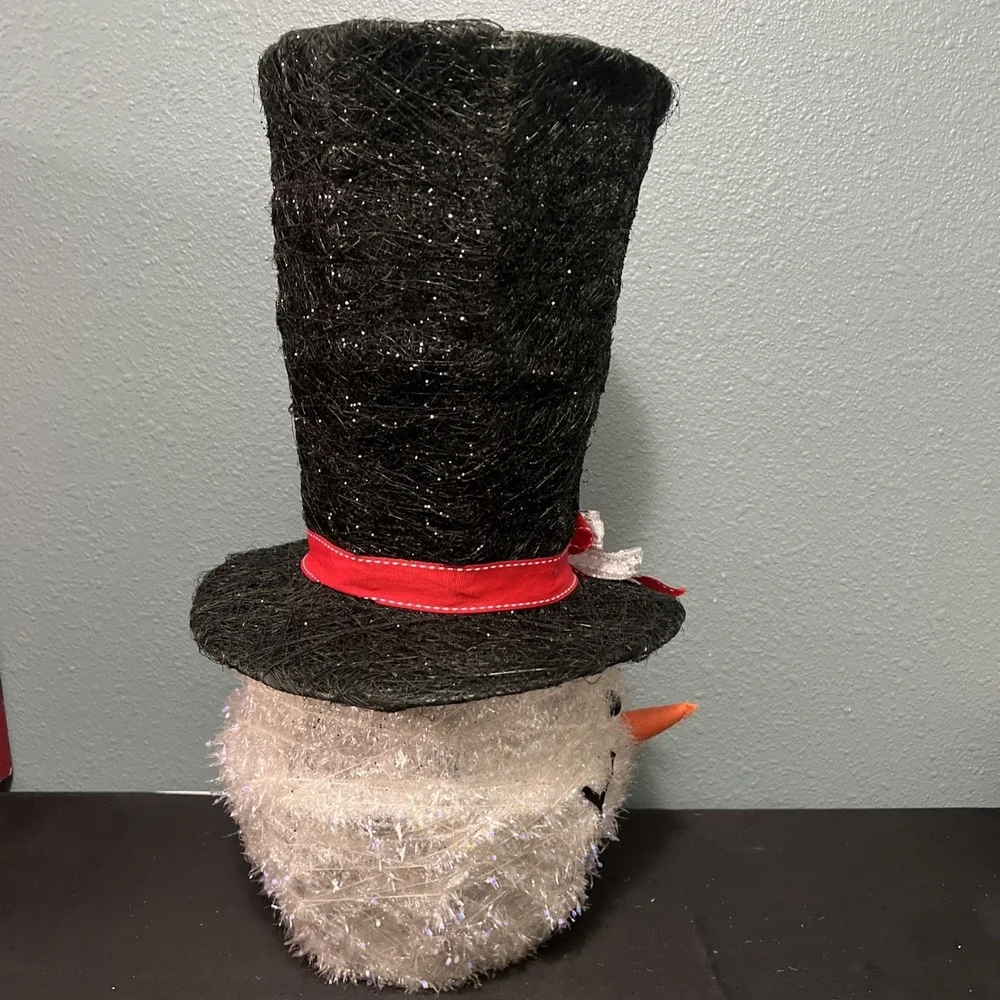 Cracker Barrel Snowman Head Top Hat Christmas Tree Topper Large 19" w/Box - Picture 6 of 8